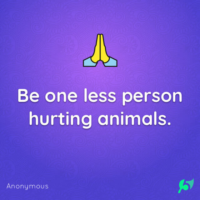 Be one less person hurting animals.