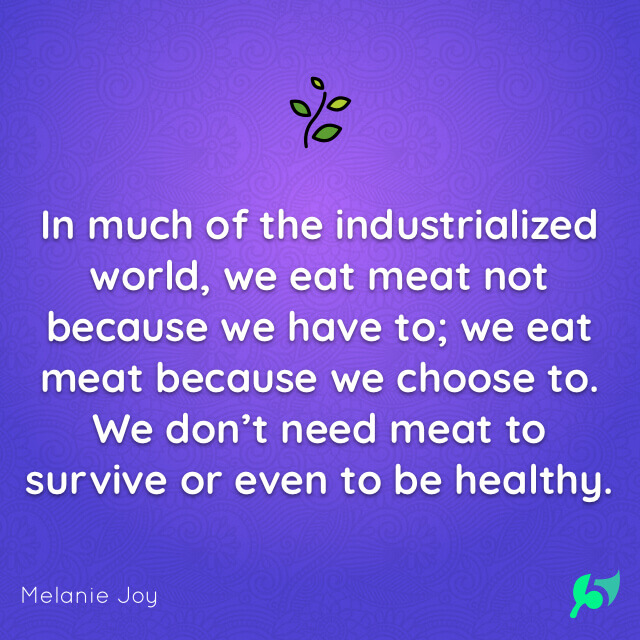 In much of the industrialized world, we eat meat not because we have to; we eat meat because we choose to. We don’t need meat to survive or even to be healthy.