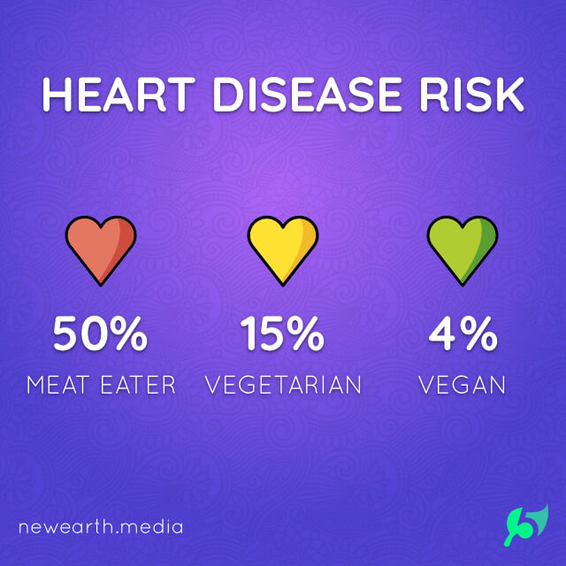 HEART DISEASE RISK - Meat Eater 50% - Vegetarian 15% - Vegan 4%